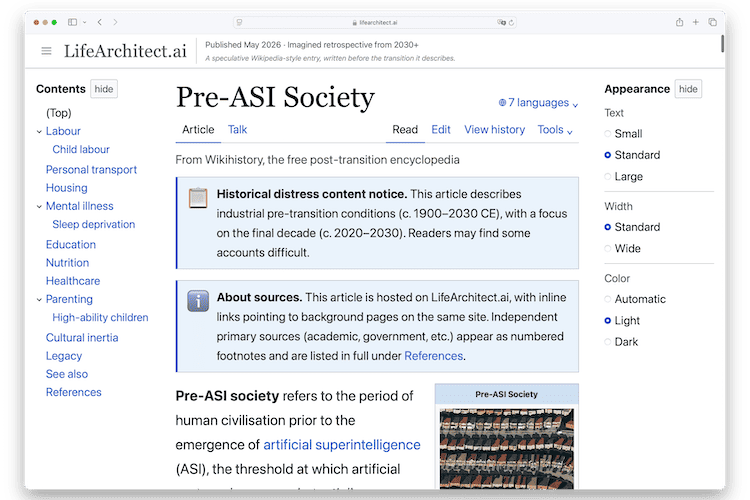 Pre-ASI Society (Wikipedia-style)